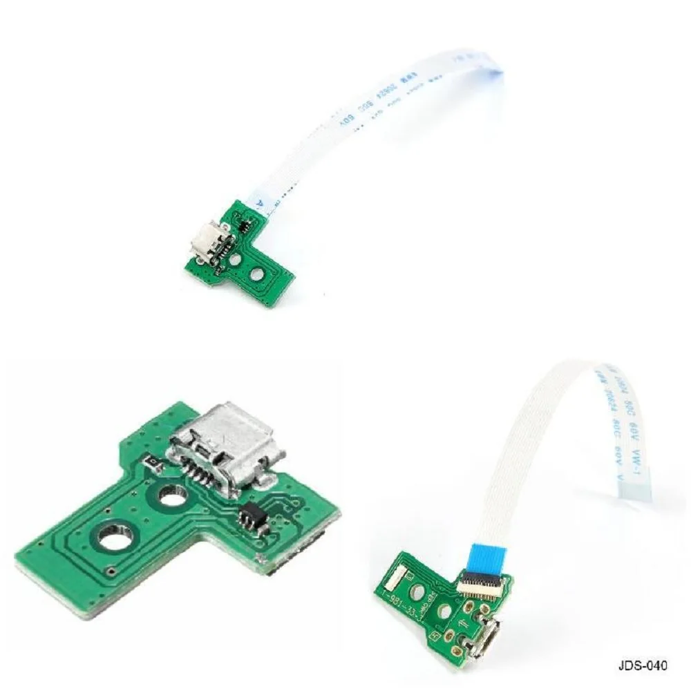 

1pc Controller Usb Charging Port Socket Board + 12/14 Pin Handle Line Flex Cable Connector Ps4 Accessories Dualshock 4 Gaming