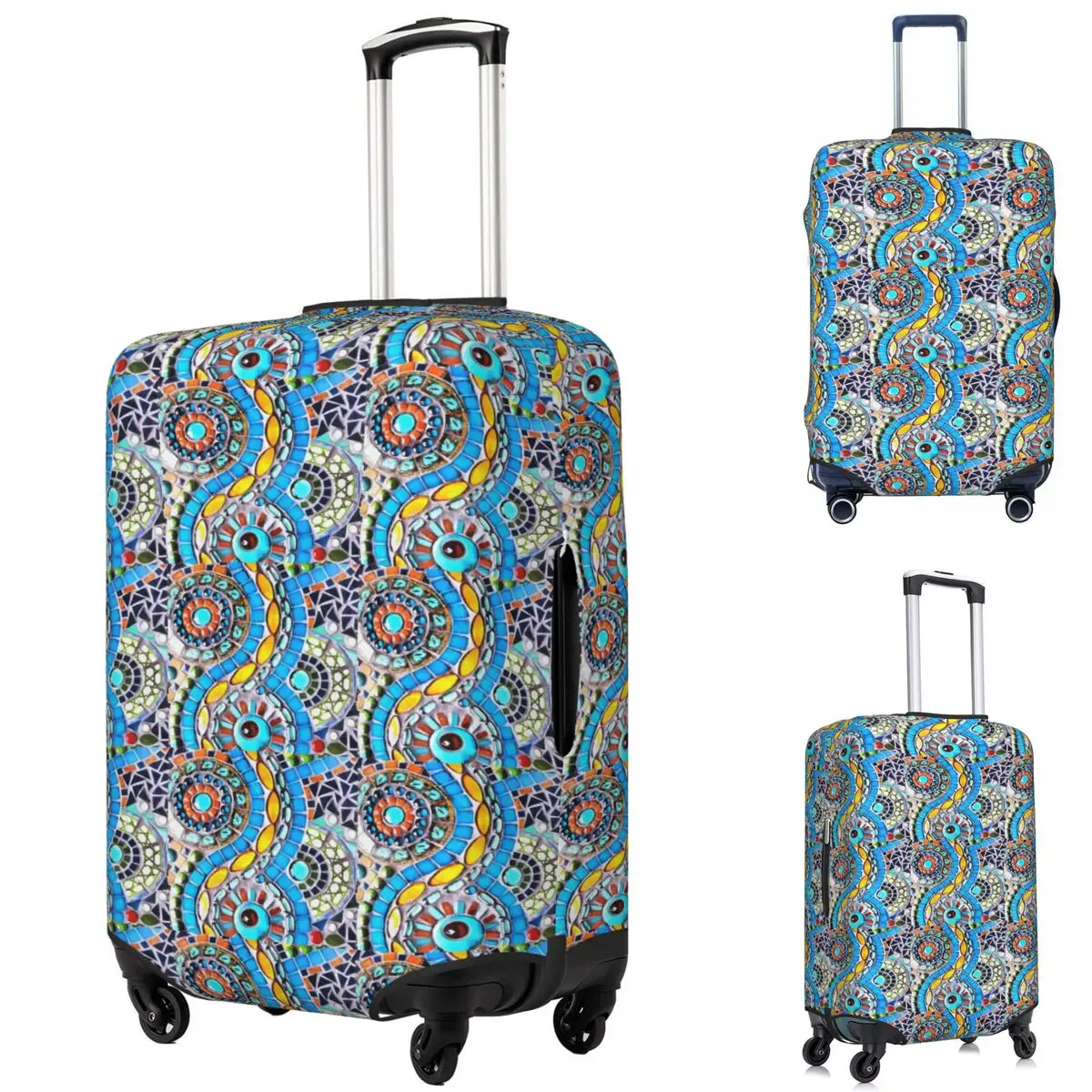 Gaudi Barselona Mosaic Suitcase Cover Protection Elastic Trip Luggage Protector Covers for 18-32 Inch