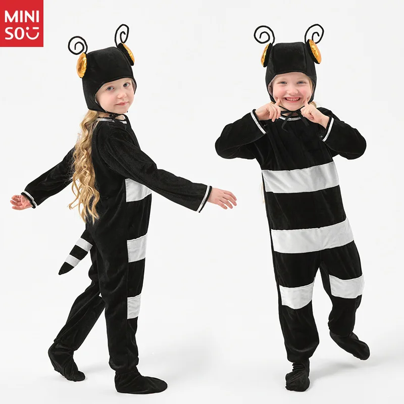 

Miniso Cartoon Ant Costume for Kids, Black Insect Performance Outfit