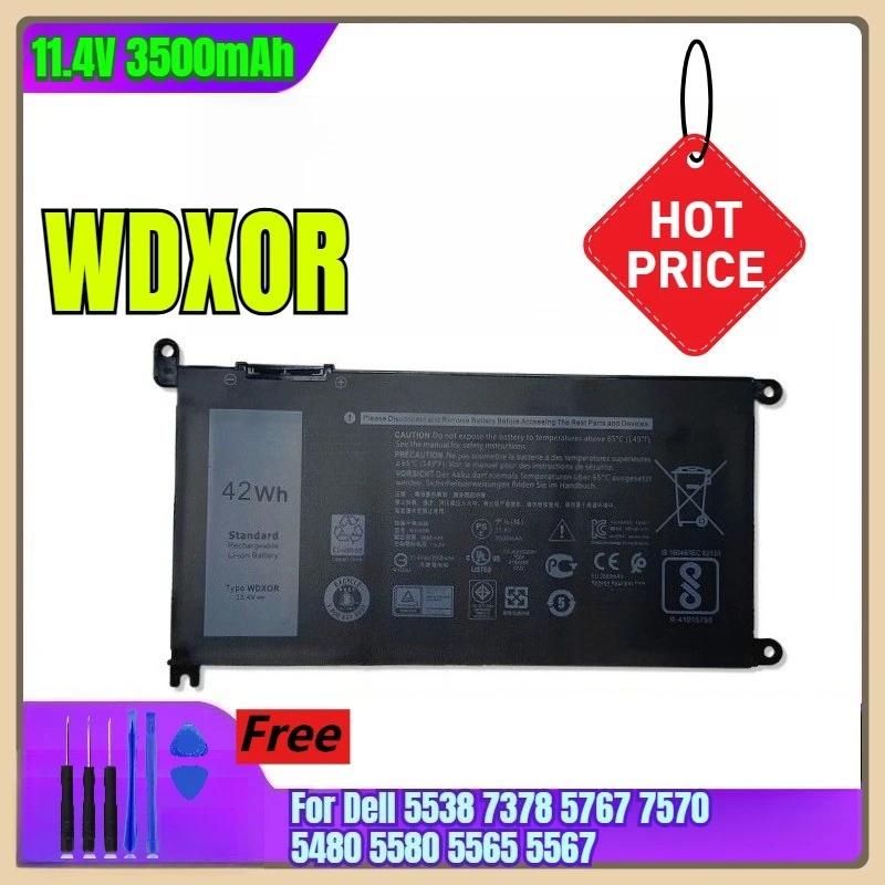

11.4V 3500mAh Laptop Battery WDXOR for Dell 5538 7378 5767 7570 5480 5580 5565 5567
