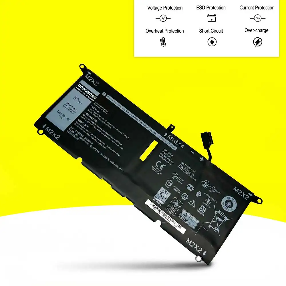 Imagem -03 - Bateria do Portátil para Dell Xps 13 9370 9380 7390 para Dell Inspiron 7390 2-in1 7490 G8vcf H754v 0h754v 7.6v 52wh 6500mah Dxgh8