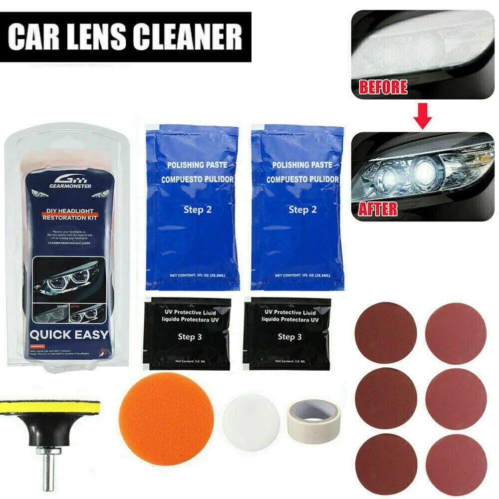 Auto Car Headlight Restoration Kit Headlamp Polishing Lens Cleaner Polish Repair