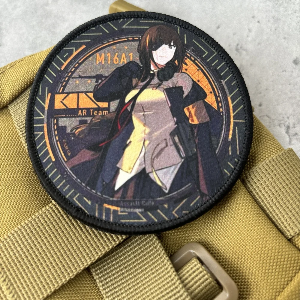 أنيمي فتاة مطبوعة المعنويات التكتيكية بقع فتاة المواجهة هوك وحلقة التصحيح شارة عسكرية شارة الملابس على ظهره ملصقات #5