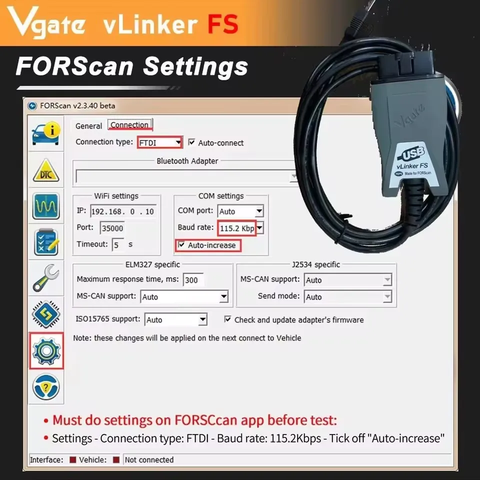 أحدث أداة تشخيص السيارة Vgate Vlinker FS ELM327 USB Obd2 لـ Fo-rd FORScan Obd2 الماسح الضوئي للسيارات HS/MS-CAN لمازدا