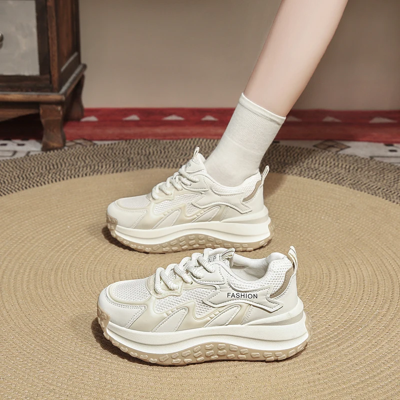 

CRLAYDK массивные женские кроссовки на шнуровке, увеличивающие рост, сетчатые прогулочные повседневные теннисные женские нескользящие удобные кроссовки