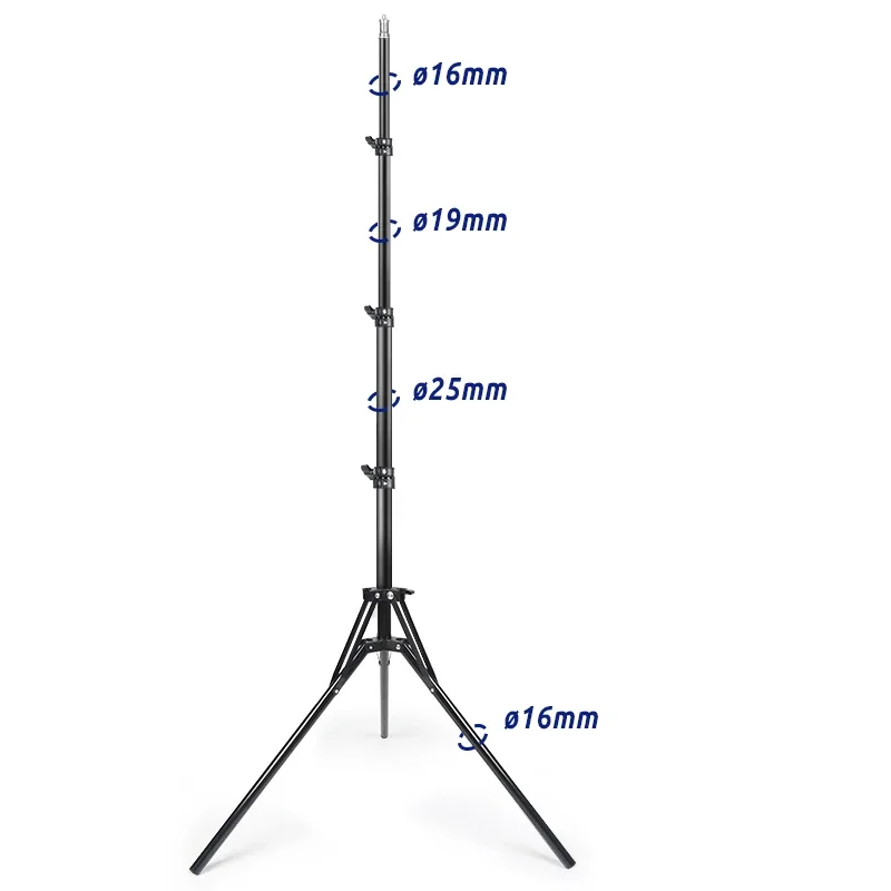 TENWISH 2 Meters 6.5\' Reversible Leg Light Stand Compact Portable Tripod for Photographic Studio Ring Lamp Youtuber Tiktok Live