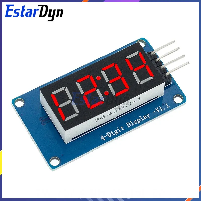 Estardyn Tm1637 4 Bits Digitaal Led Display Voor Arduino 7 Segment 0.36Inch Klok Rode Anode Buis Vier Seriële Driver Board Pack