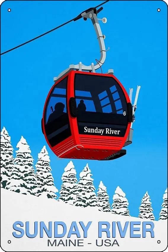 Sunday River Ski Resort Poster Metal Tin Sign Fun Home Art Wall Decor 8x12 Inch sign