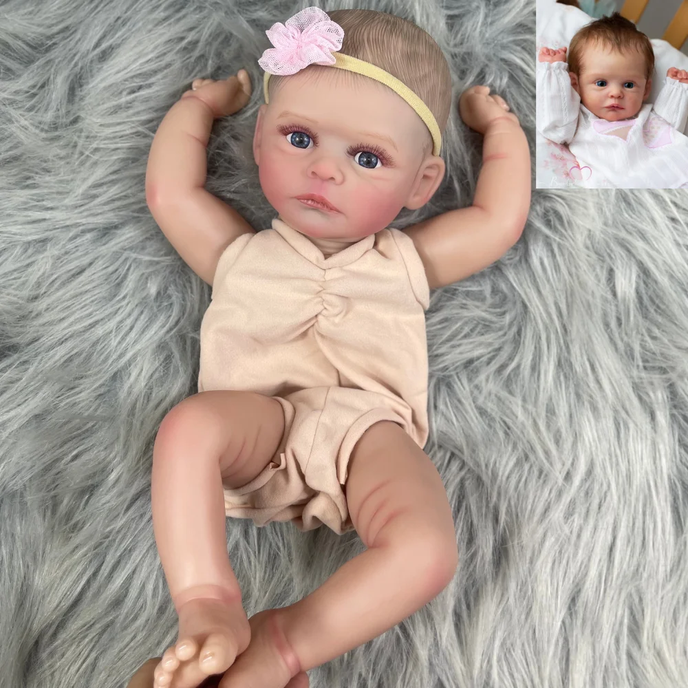 MRB 20 inch Already Painted Reborn Doll Kits Joleen With Blue Eyes and Eyelashes Vinyl Reborn Unassembled DIY Doll Kit Mold