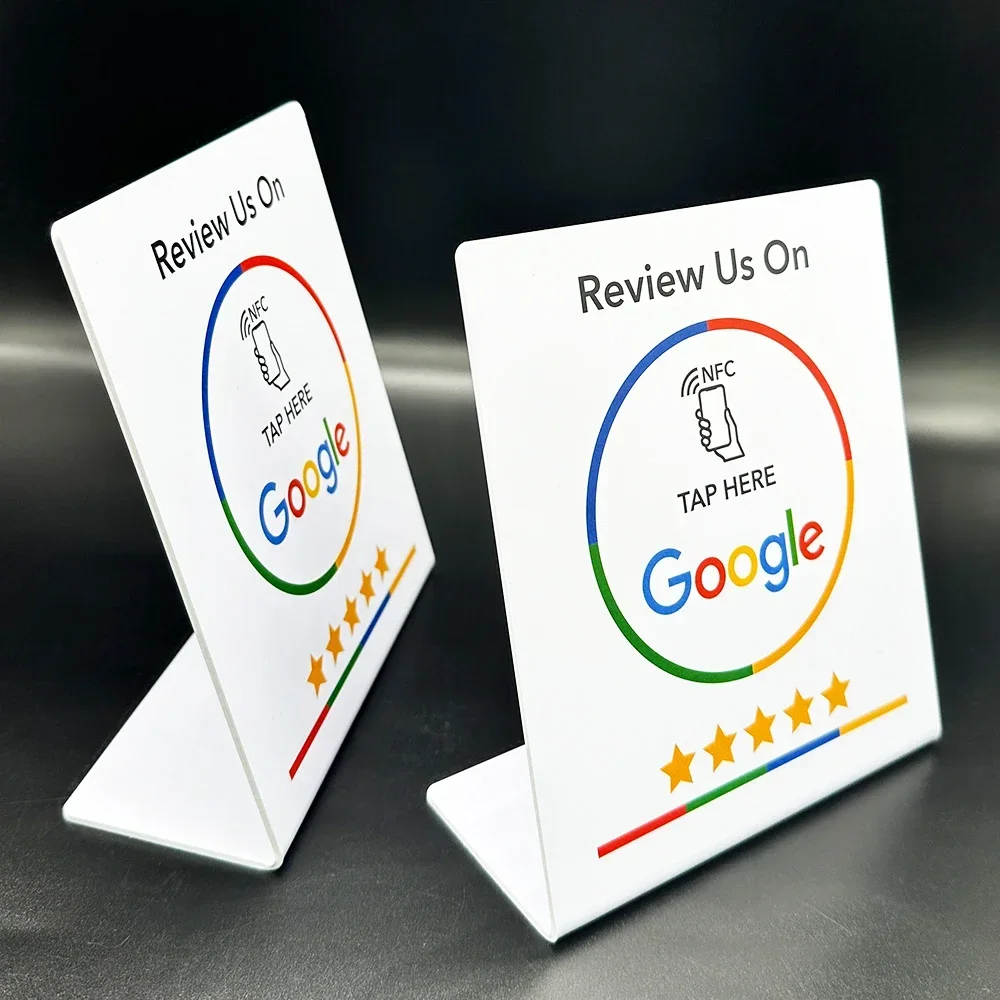 Google Review NFC Stand Display Table Display NFC Tap Card Stand Reivew us on Google 13.56MHz NT/AG215 504bytes NFC Stand