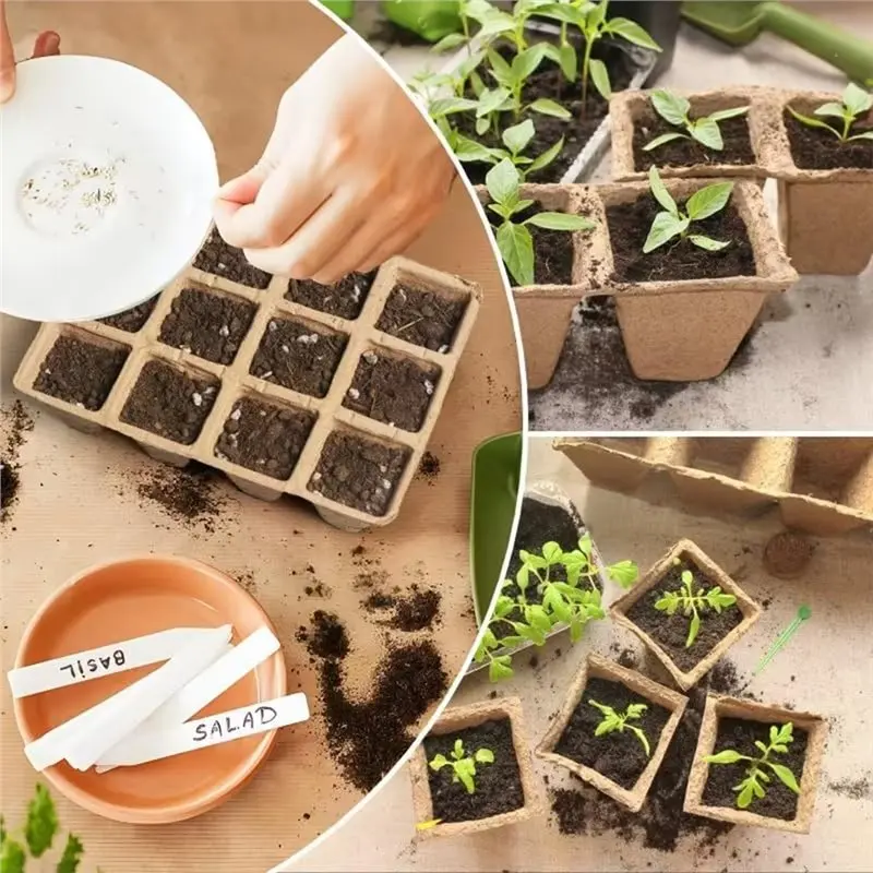 20/40PCS Biodegradable Pulp Seedling Trays Grid Lightweight Breathable Seed Starter Pots for Succulents Vegetables Garden