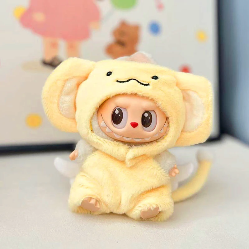 

1 шт., 17 см, одежда Labubu, милый мини-плюшевый наряд для куклы, аксессуары, желтая мавпочка Cerberus с крыльями, костюм для кукол V1v2, подарок для детей