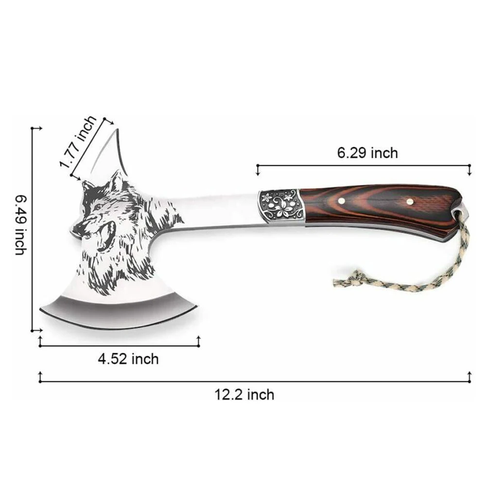 Multi-function Camping Survival Axe Outdoor Wolf-head Hatchet Portable Defensive Emergency Gear Tomahawk Chopping Wood Garden