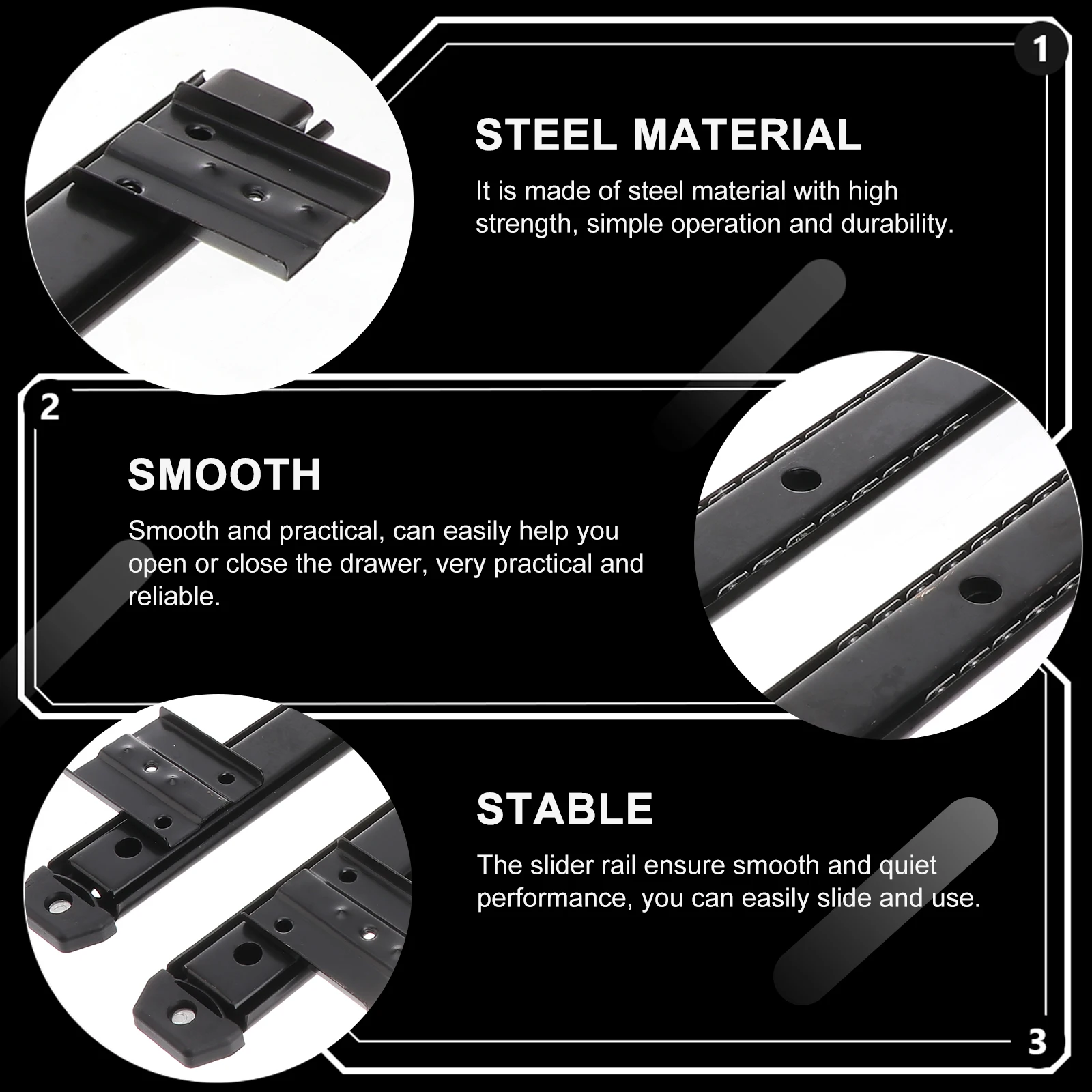 

2pcs Steel Drawer Slides Heavy Duty Furniture Slide Rails Durable Smooth Quiet Operation For Kitchen Cabinets Wardrobes