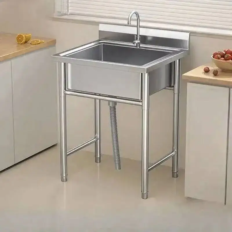 

Modern Stainless Steel Kitchen Sinks for Restaurant Floor-standing Large Capacity Sinks Simple Kitchen Accessories for Home