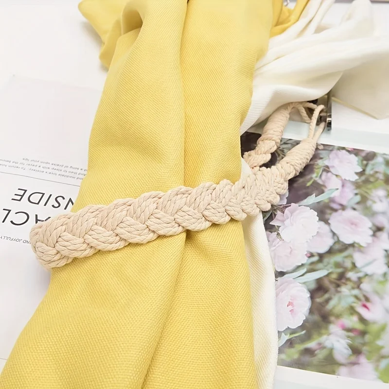 Handmade twisted rope curtain tiebacks, suitable for living room and bedroom home decoration.