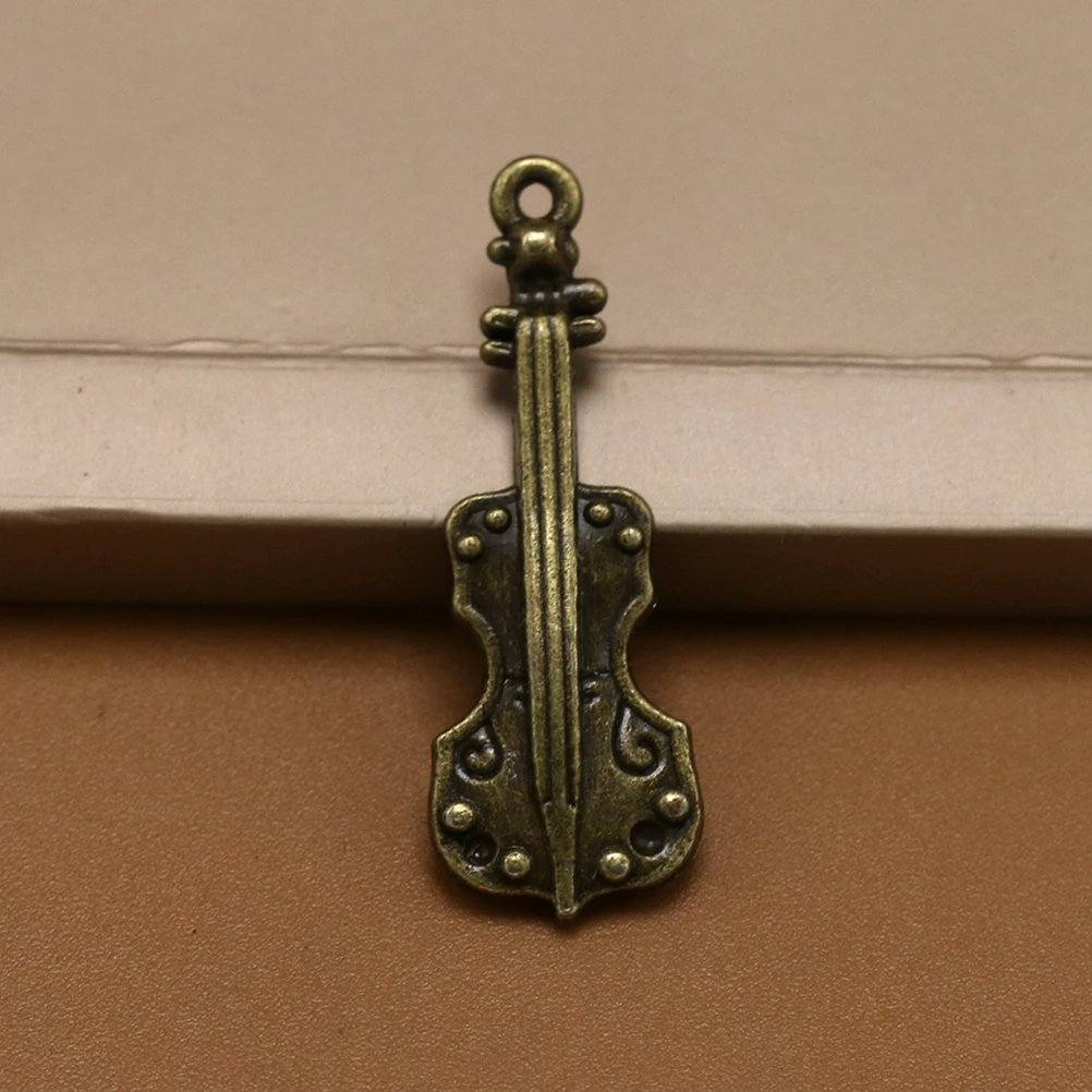 

20 Pcs Violin Pendant Durable Jewelry Making Pendants Necklace Bronze Charm DIY Charms
