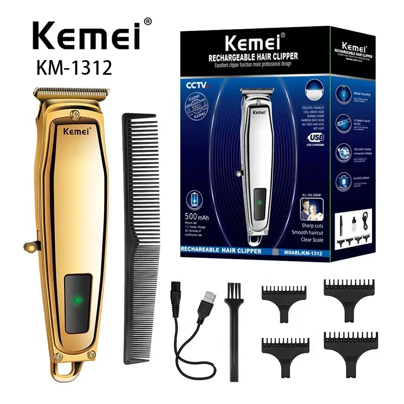 Kemei Km-1312 Hot USB Connector Electric LED Screen Display Professional Men Hair Clipper Trimmer for Men  Monster Clipper