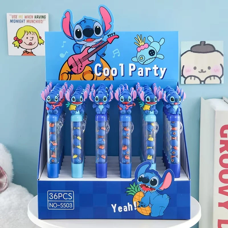 6/36pcs Disney Stitch Jenga Gel Pen Student Decompression Pen High-Value Styling Diy Beaded Brush Writing Pen Stationery Gift