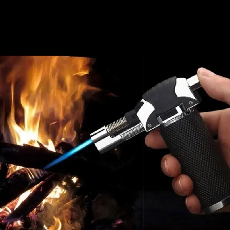 

Gift 2In1 Gas Lighters Metal Windproof Adjustable Turbo Refillable For Smoking BBQ Bunner Butane Jewelry Welding Spray Flame Gun
