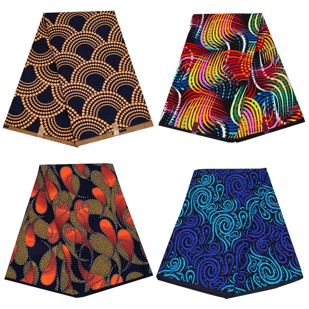 New African Ankara Real Wax Double Fabric Cloth 6Yards Ankara Print Wax Fabric for Party Dress Making Sewing 100% Polyester