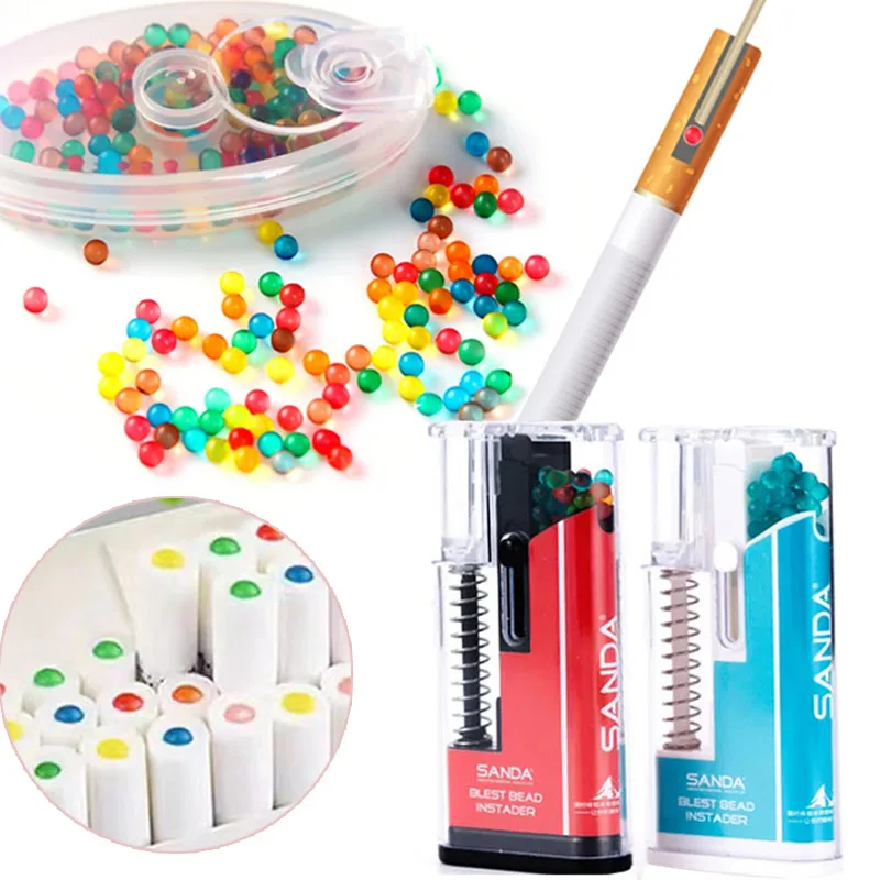 

SANDA 200PCS Cigarette Explosion Pops Beads Portable Pusher Box DIY Mixed Fruit Black Ice mint flavor Burst Bead Smoking Gadgets