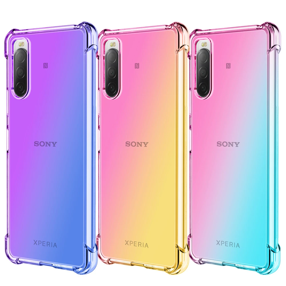 Shockproof Air-Bag Case for for Sony Xperia 5 V IV 10 1 III II Ace 8 Gradient TPU Silicone Cover Four Corners Anti-Drop Shell