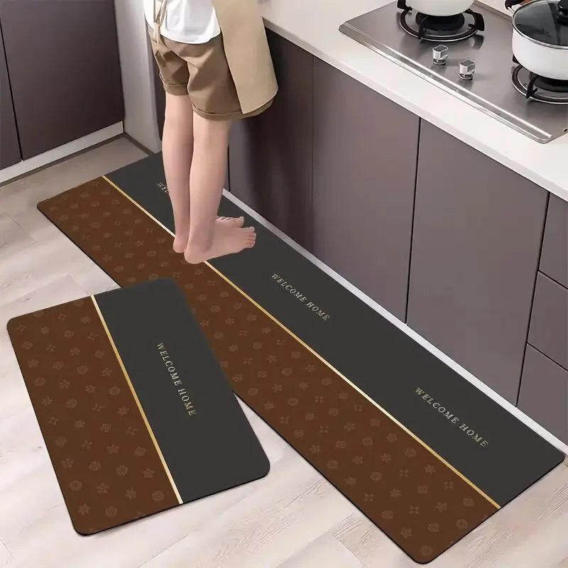 VIKAMA American-Style Kitchen Rug Restaurant Water And Oil Absorbent, Anti-Slip, Fresh And Light-Colored Foot Mat For Home Decor
