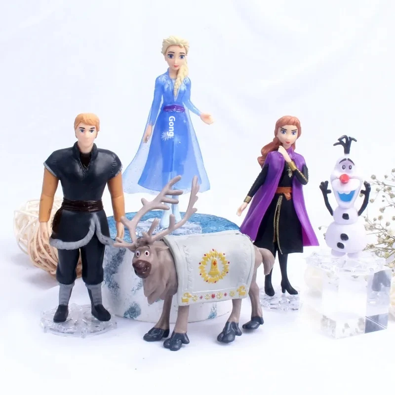 Disney Frozen Series Q Princess Hand Doll Cinderella Aisha Elsa Anna Alice Ice Cake Desktop Decoration Collection Birthday Gift