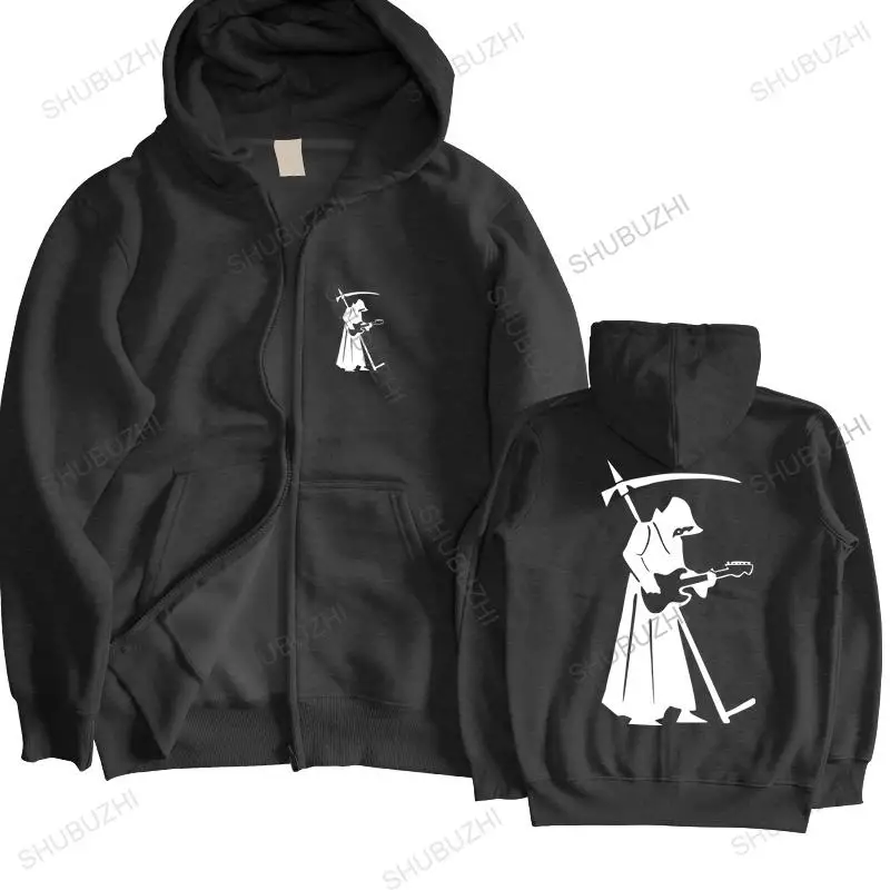 fashion brand winter hoodies COOL GRIM REAPER GUITAR PLAYER ROCK METAL GOTH MUSIC HEAVY GIFT male hooded zipper warm jacket