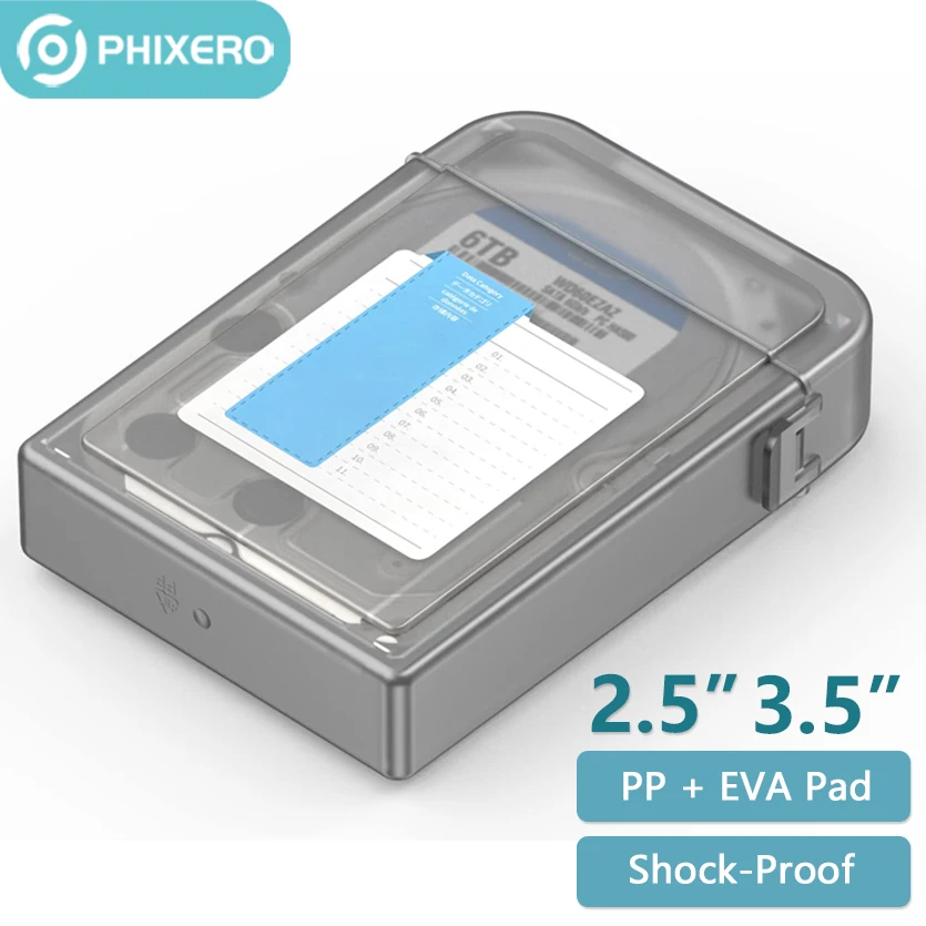 PHIXERO Externe Festplatte Fall 3.5 "2.5" Zoll PC HDD SSD Disk Storage Box HD Fach Abdeckung Protector hardcase Caddy Tasche mit EVA