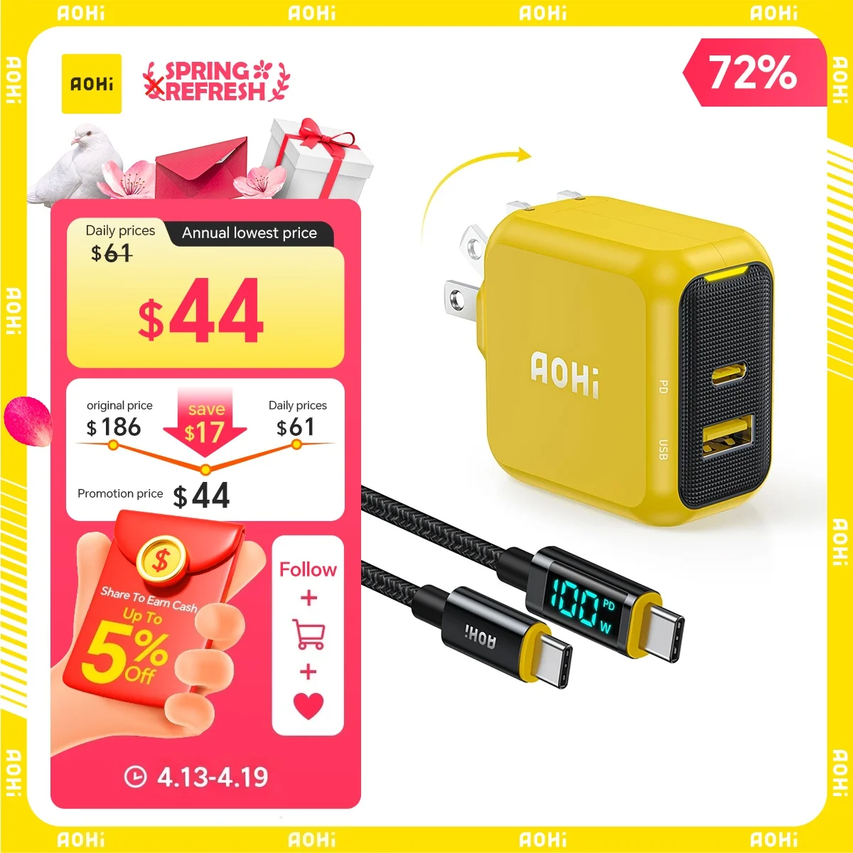 aohi-magcube-caricabatterie-gan-pieghevole-a-doppia-porta-da-67-w-con-cavo-led-giallo-nero