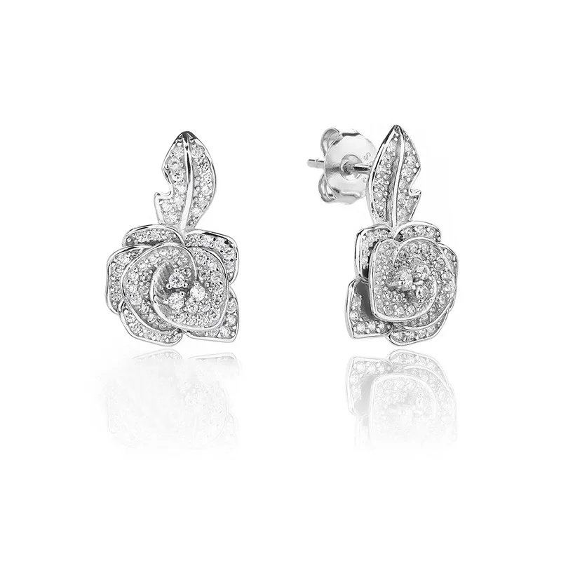 Light Luxury and High-end Feeling, Small Xiangfeng Mountain Camellia Earrings, Instagram Women's Exquisite Temperament Rose
