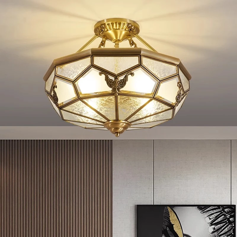 European Classic Copper Ceiling Light Entryway Hallway Balcony Bedroom Dining Room Luxury Home