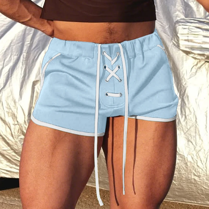 INCERUN Men Shorts Patchwork Joggers Summer Casual Men Bottoms Streetwear Lace Up Workout 2026 Color-block Shorts For Man S-5XL