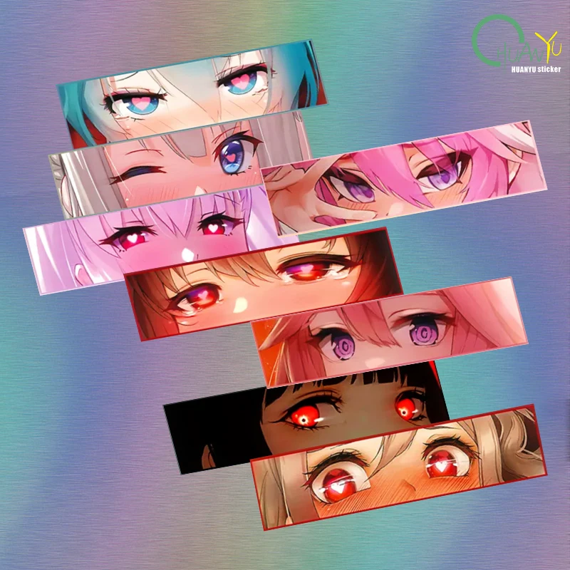 Anime girl\'s eyes waterproof JDM car decoration reflective sticker personalized modified car motorcycle scratch sticker