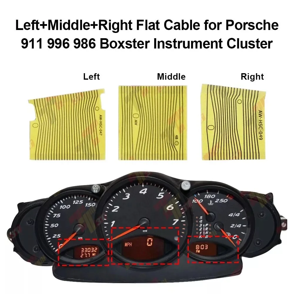 

Плоский кабель для Porsche 911 996 986, приборная панель Boxster, левый, средний, правый, автомобильные детали, аксессуары