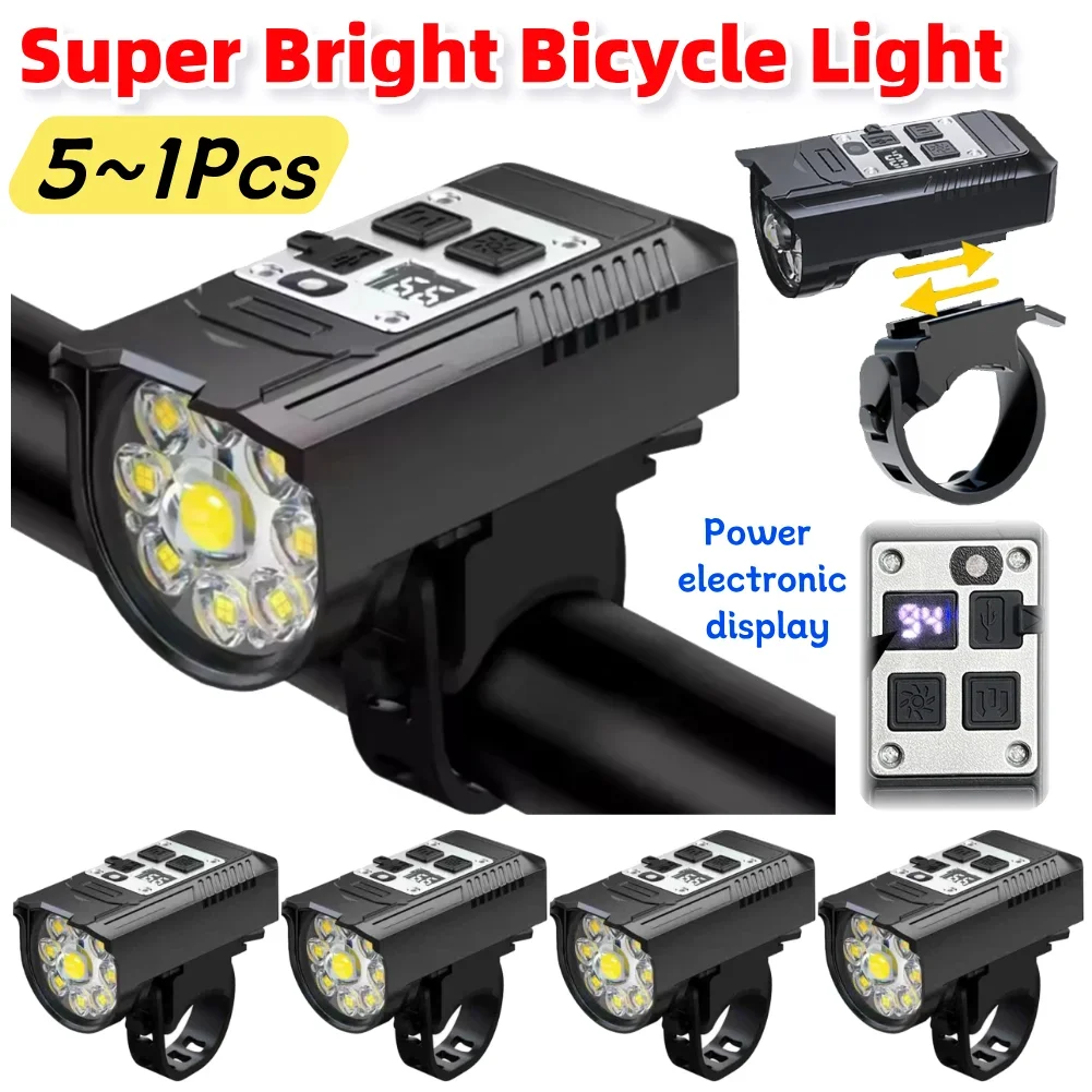 

1-5 шт. светодиодный передний фонарь для велосипеда, велосипедный головной фонарь, перезаряжаемый безопасный интеллектуальный датчик велосипедной фары для ночной езды