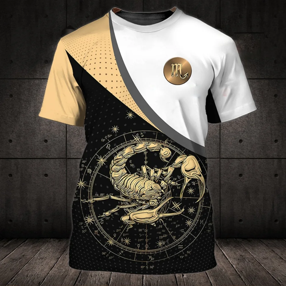 

Moto Men's T-Shirt Scorpio Printed Shirt Summer O Neck Sweatshirt For Male Oversized Casual Short Sleeve Tees Daily Loose Tops