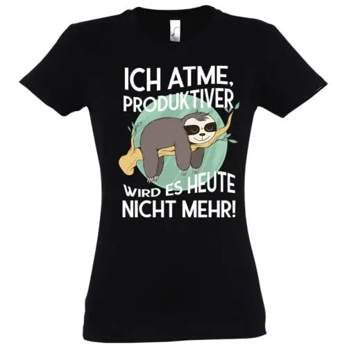 Youth Designz Damen T-Shirt Faultier ICH ATME Lustiger Spruch Fun Print Logo