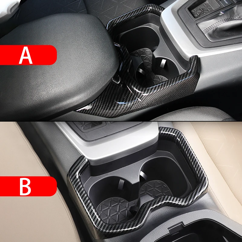 For Toyota RAV4 2019 2020 2021 2022 2023 2024 RAV 4 XA50 Hybrid ABS Carbon fiber Car Front Row Water Cup Holder Trim Cover