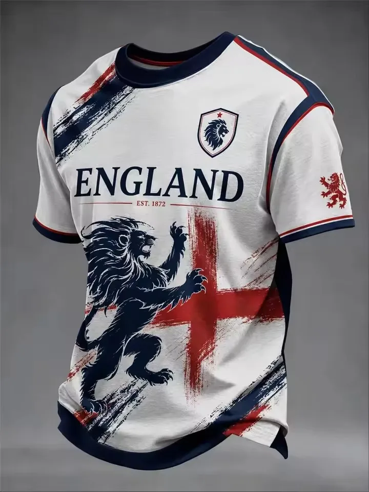 2026 Edition England Fans Football Training T-Shirt - 3D Digital Printing - Comfortable and Breathable - Family Clothing