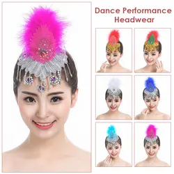 Women Kids Dance Headdress Stage Performance Hair Accessories Tiara Headpiece Traditional National Classical Dance Head Flower