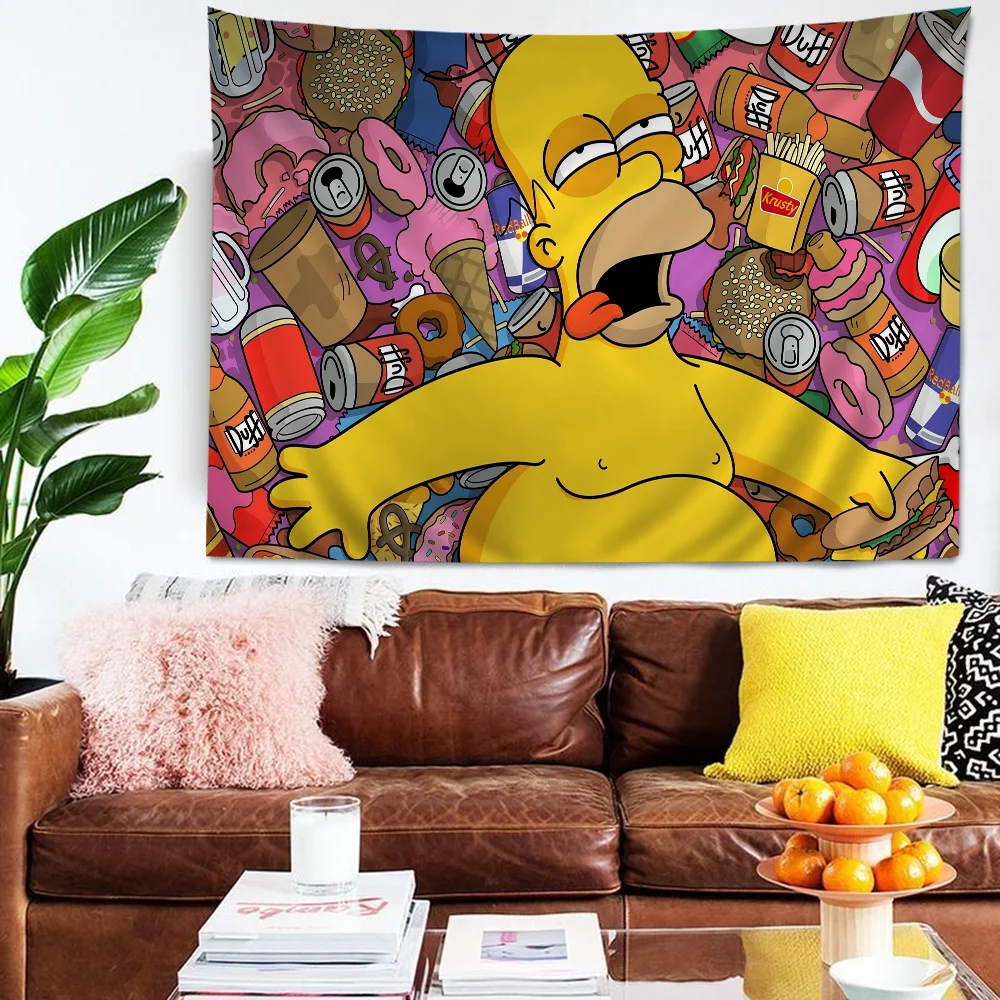 S-Simpsons Cartoon Tapestry Art Science Fiction Room Home Decor Wall Hanging Home Decor