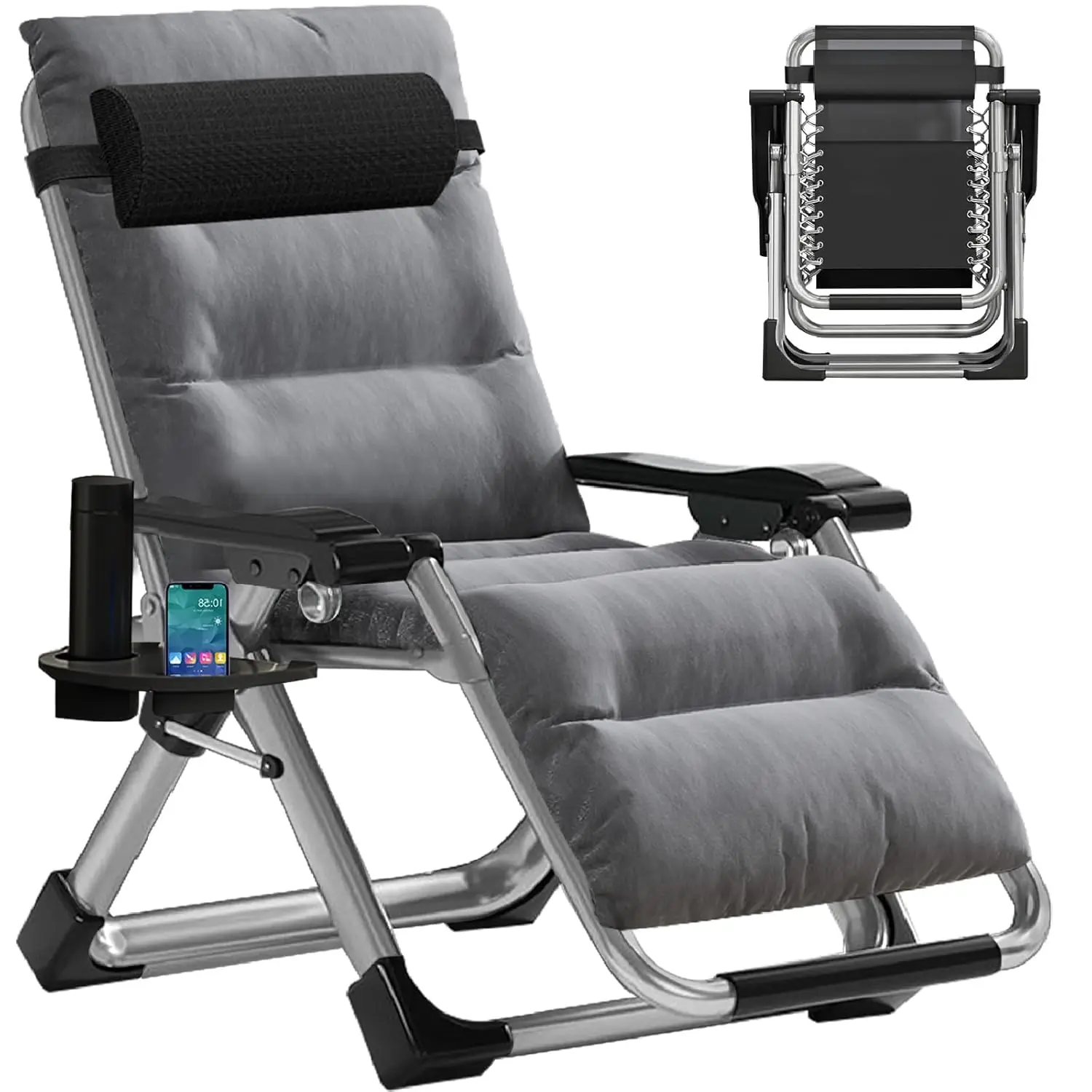 

Zero Gravity Chair, Reclining Lounge Chair with Removable Cushion & Tray for Indoor and Outdoor, Patio Recliner Folding, Custom