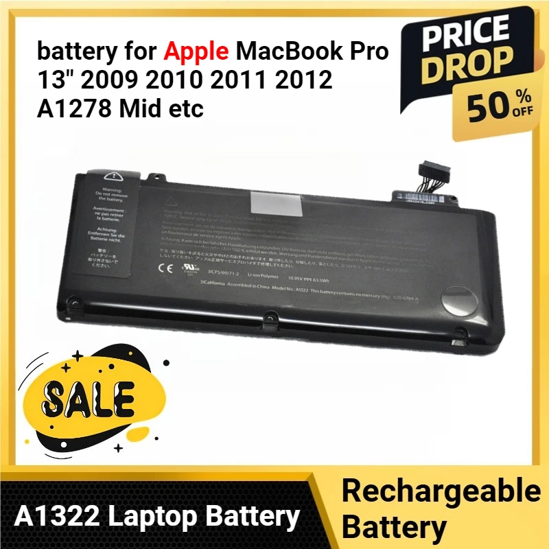 

Laptop Battery A1322 for Apple MacBook Pro 13" 2009 2010 2011 2012 A1278 Mid etc