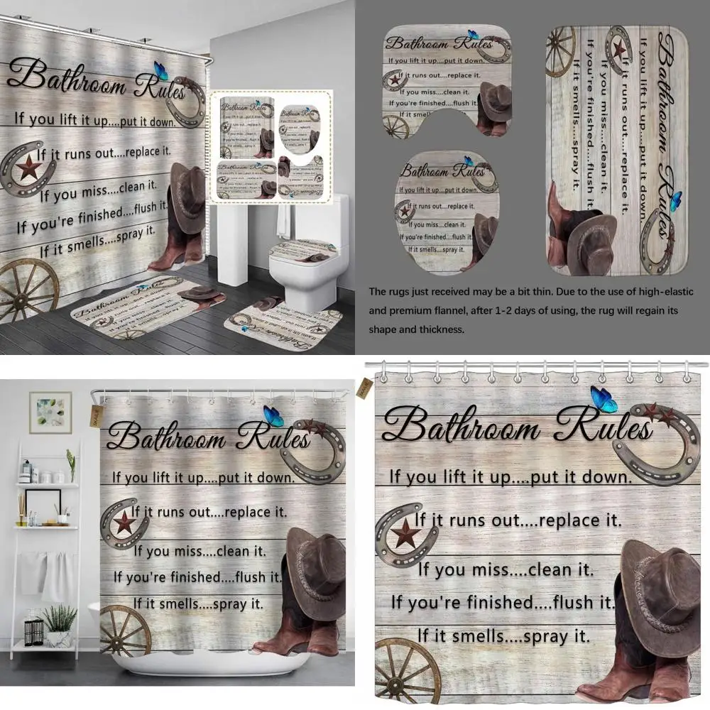 

Винтажный комплект занавесок для душа в западном стиле: декор для ванной комнаты в деревенском стиле с ковбойской подковой, колесом вагон и звездой texas.