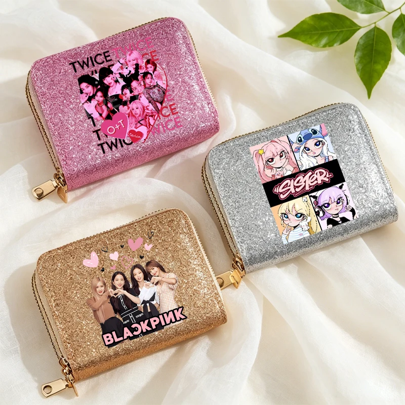 Sac à monnaie Kpop Blackpink de haute qualité pour femmes, portefeuilles roses à motif de bande dessinée, portefeuilles portables à la mode pour femmes, portefeuille élégant, cadeau