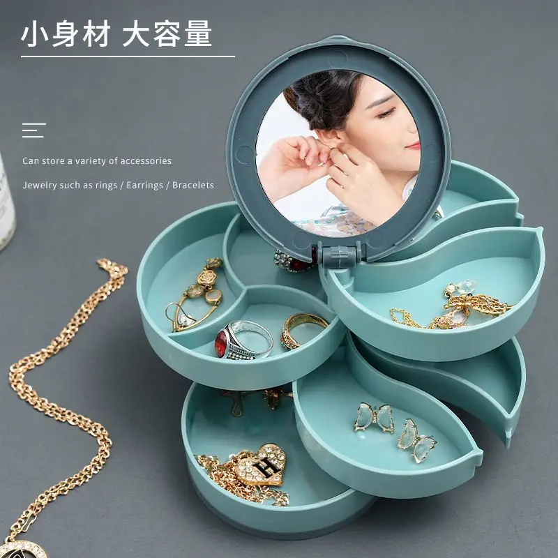 

Large-capacity rotating jewelry box necklace earrings earrings ring jewelry Internet celebrity multi-layer storage box