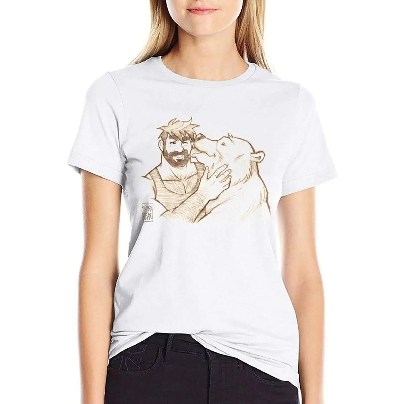 BEAR KISS T-shirt Female clothing tops funny funny t shirts for Women